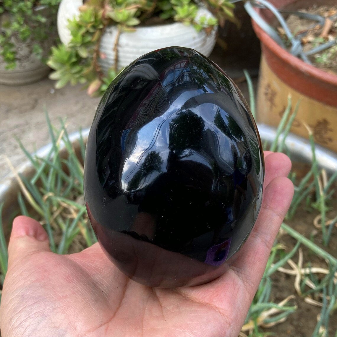 1PC 4"+ Natural Hand Obsidian Skull,Quartz Obsidian Black Crystal Skull Carved ,Home Decoration,Mineral Specimen,Crystal Reiki Healing Gifts