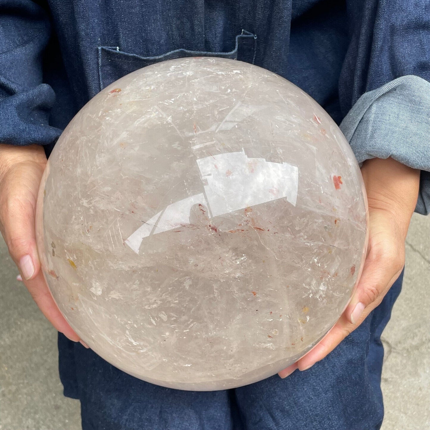 Natural clear rutile quartz sphere crystal ball Reiki healing