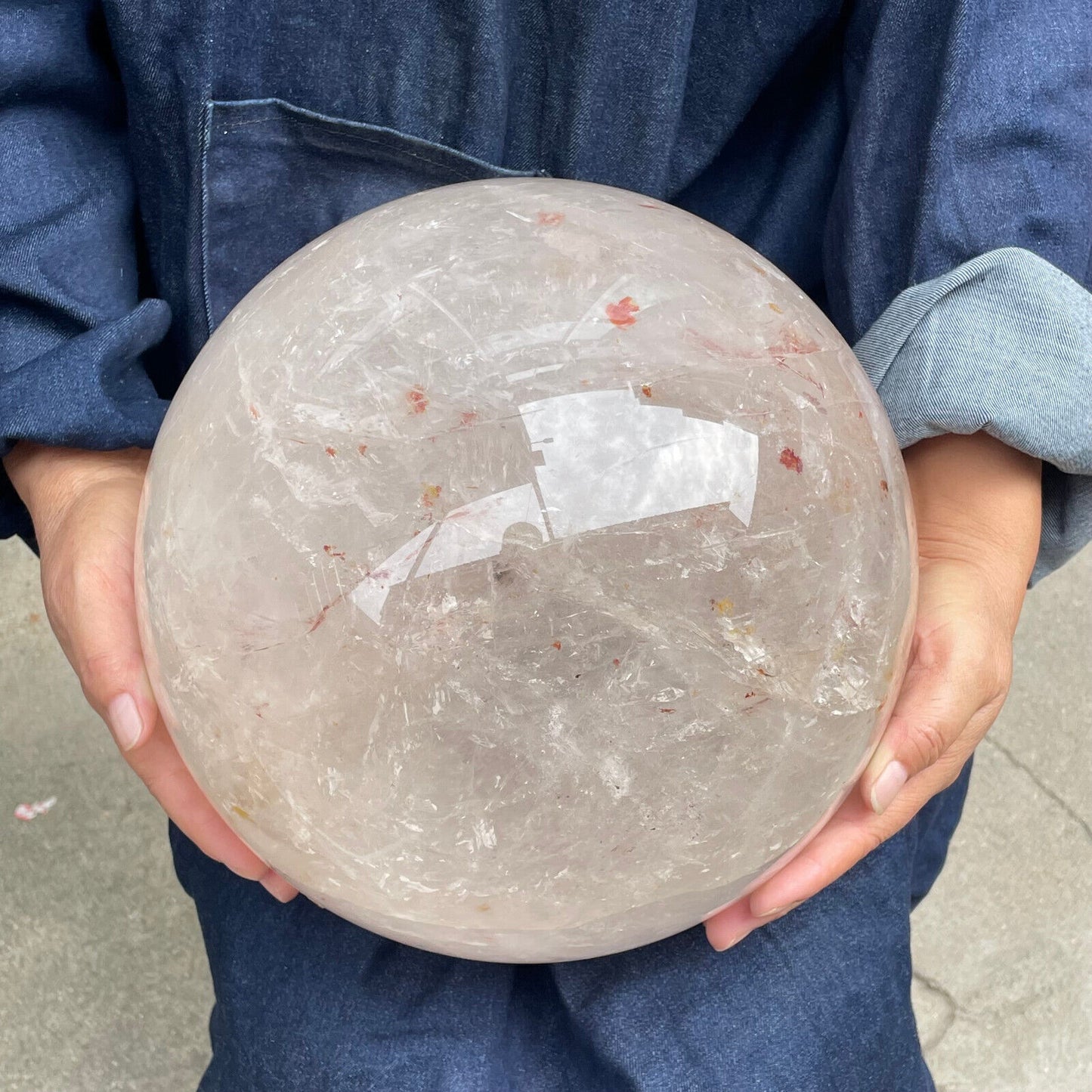 Natural clear rutile quartz sphere crystal ball Reiki healing