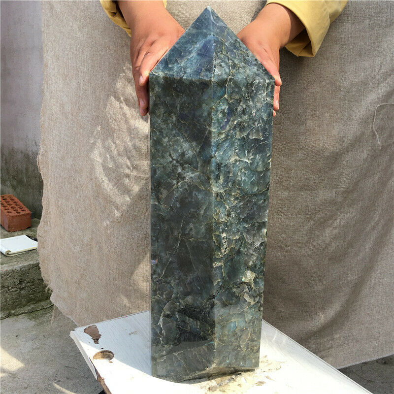 30KG Natural Labradorite Quartz Crystal obelisk Point Healing Wand Healing