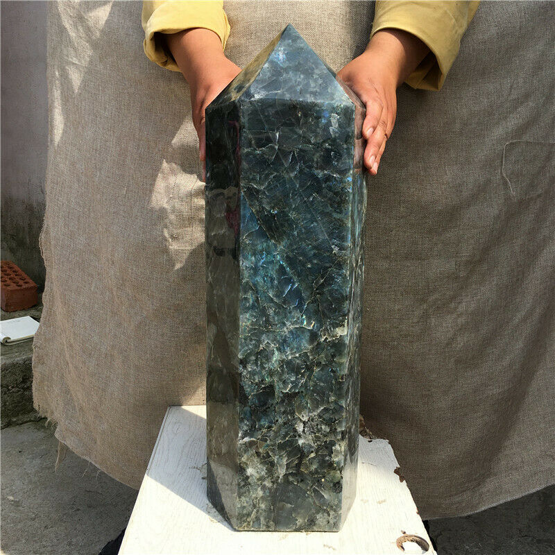30KG Natural Labradorite Quartz Crystal obelisk Point Healing Wand Healing