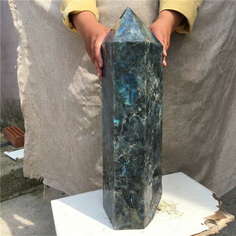 30KG Natural Labradorite Quartz Crystal obelisk Point Healing Wand Healing