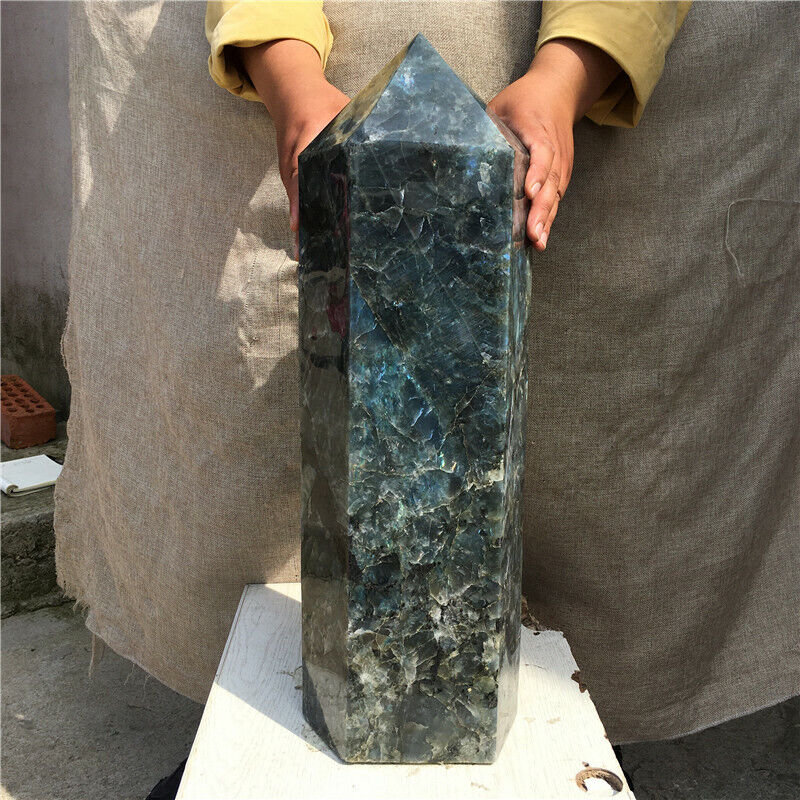 30KG Natural Labradorite Quartz Crystal obelisk Point Healing Wand Healing