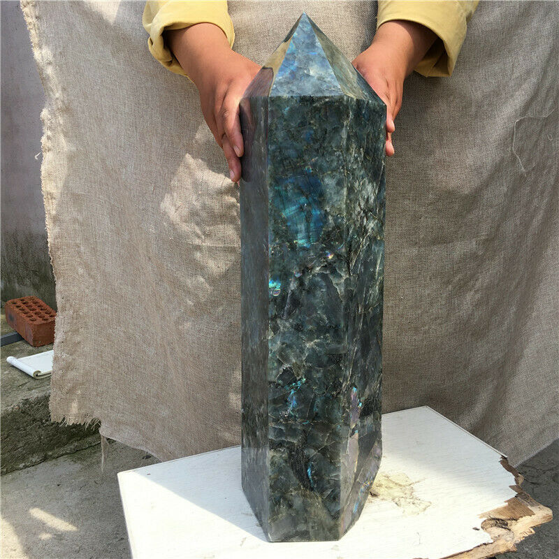 30KG Natural Labradorite Quartz Crystal obelisk Point Healing Wand Healing