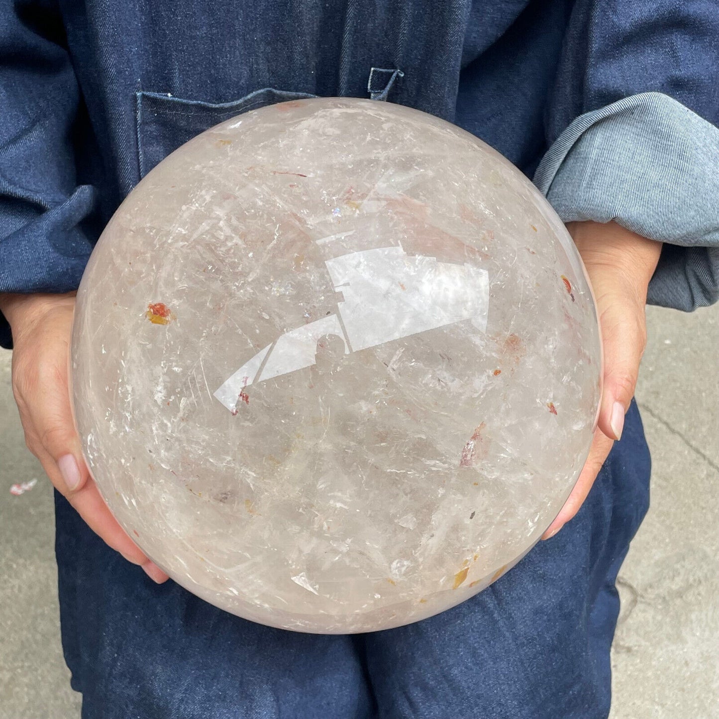 Natural clear rutile quartz sphere crystal ball Reiki healing