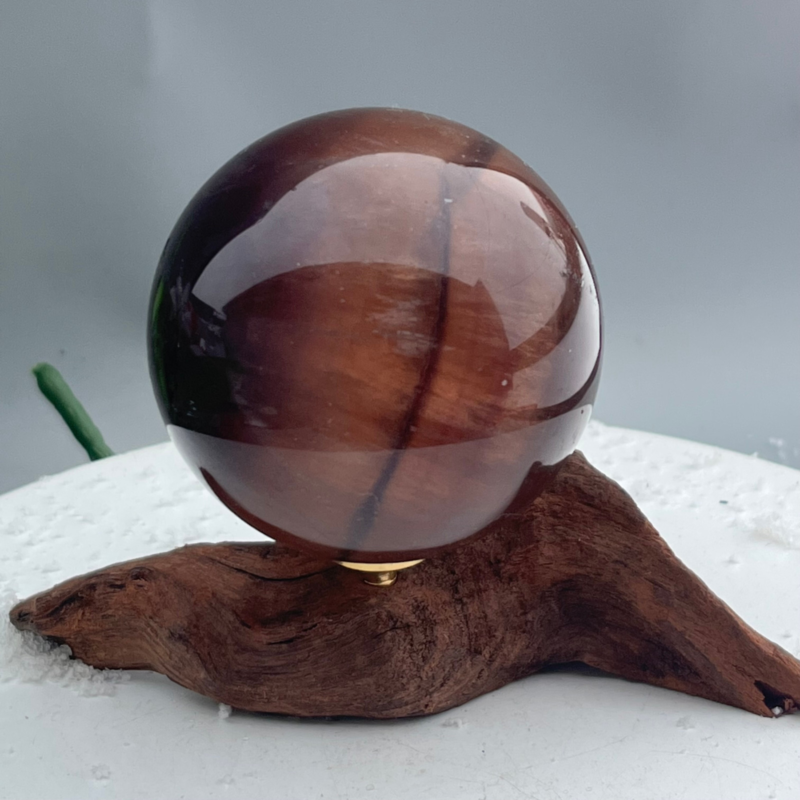 339 Ke Natural Fluorite Ball Colorful Quartz Crystal Gem Repair + Bracket