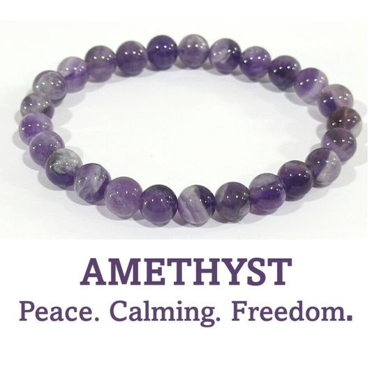 Amethyst Beaded Crystal Stone Healing Bracelet 8mm Beads Chakra Gift Stone