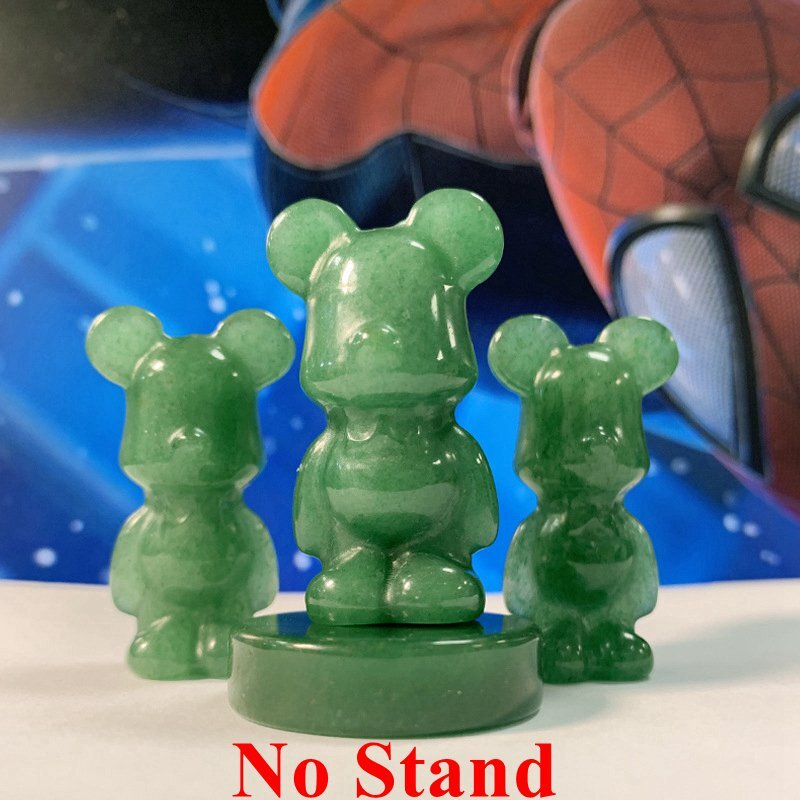 Natural Quartz Crystal Gloomy Little Bear Healing Gemstone Skull Carved Animal