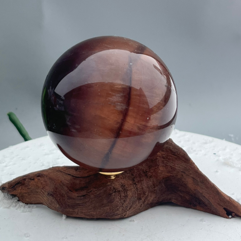 339 Ke Natural Fluorite Ball Colorful Quartz Crystal Gem Repair + Bracket