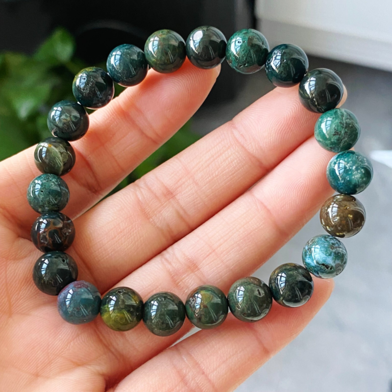 8/8.5mm 2pcs Natural Color Ocean Jade Gemstone Beads Bracelet