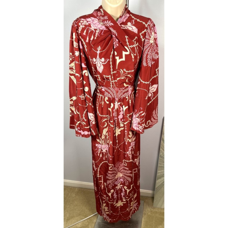 NWT JOHANNA ORTIZ Silk Hanging Garden Floral Printed Kimono Maxi Dress Sz 0