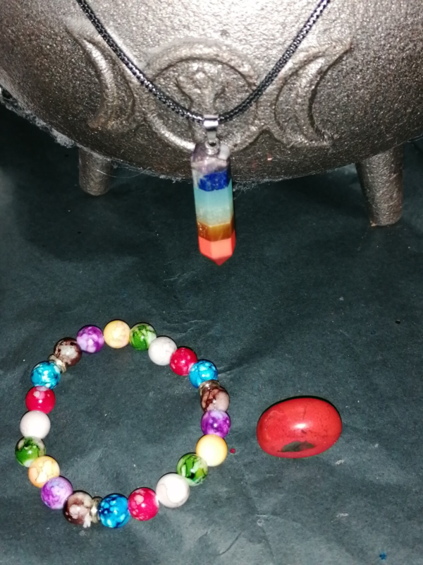 7 Chakra Bracelet Necklace set crystal Balancing Energy Healing Cleansing Body