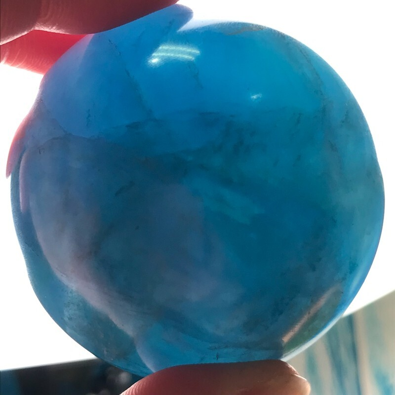 274GNatural Blue Fluororite Quartz Crystal Ball Polished Mineral Repair