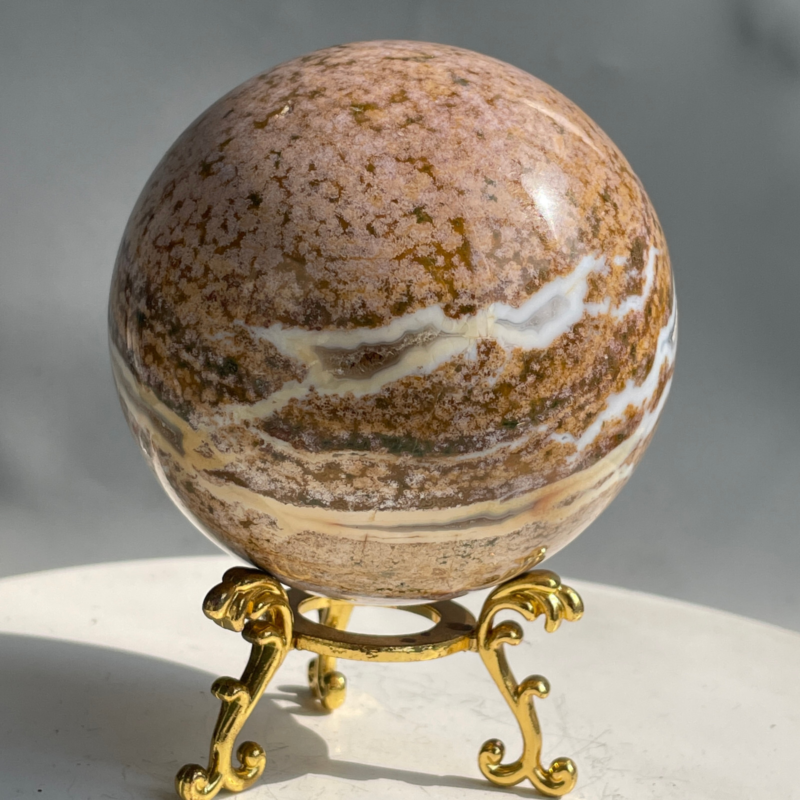 588G Natural Ocean Jasper Jade Crystal Polished Sphere Ball Healing Ball