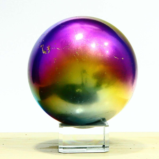 611g Natural Crystal Electroplated Rainbow Crystal Ball Quartz Sphere Healing