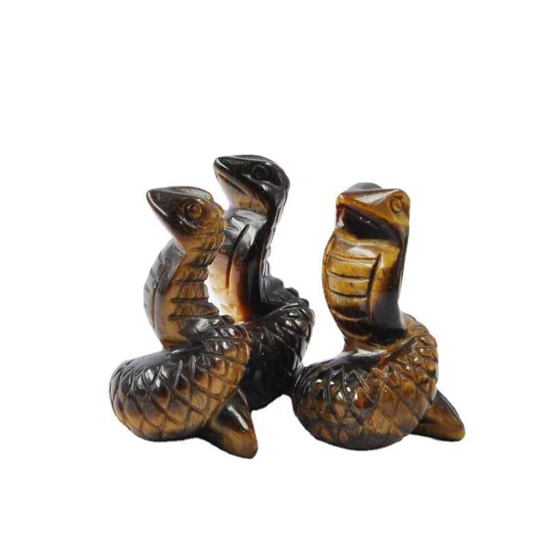 Natural Quartz Crystal Carved Snake Viper Healing Stone Cobra Animal Decor Reiki