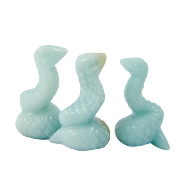 Natural Quartz Crystal Carved Snake Viper Healing Stone Cobra Animal Decor Reiki