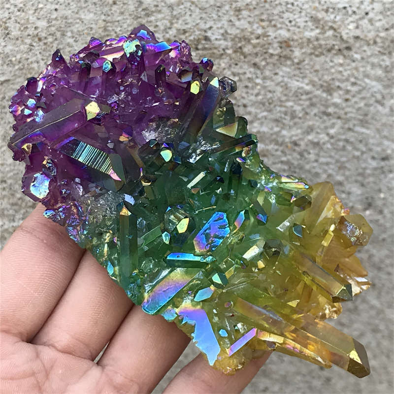240g Titanium Cluster Quartz Crystal Specimen Mineral Point Healing
