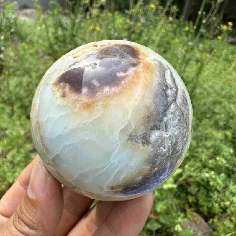 360g Natural Amazonite Quartz Sphere Crystal Polished Ball Reiki Healing Decor