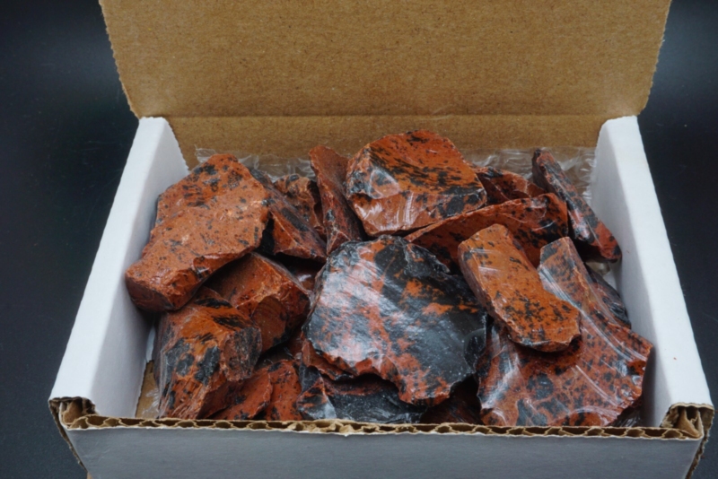 Mahogany Obsidian 1/2 Lb Box Natural Brown Black Crystal Chunks Volcanic Glass