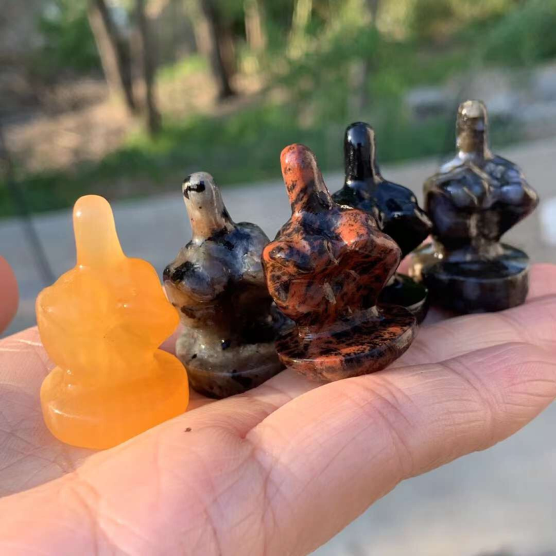 3pc Natural Mix Quartz Carved Finger Skull Crystal Reiki Healing Gem Gift Random