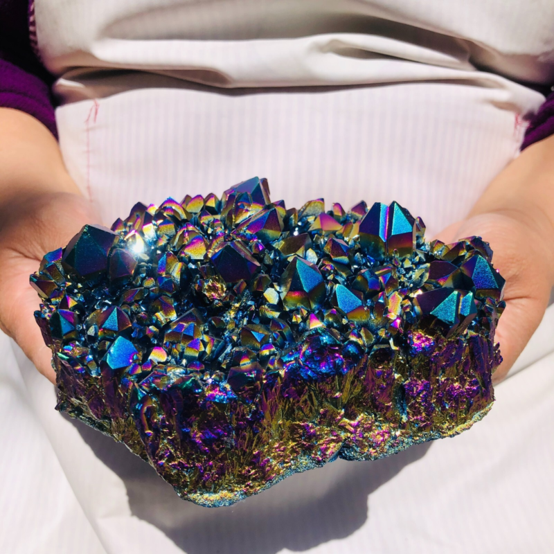 2.66LB Color Flame Aura Electroplate Quartz Crystal Specimen Healing point 475