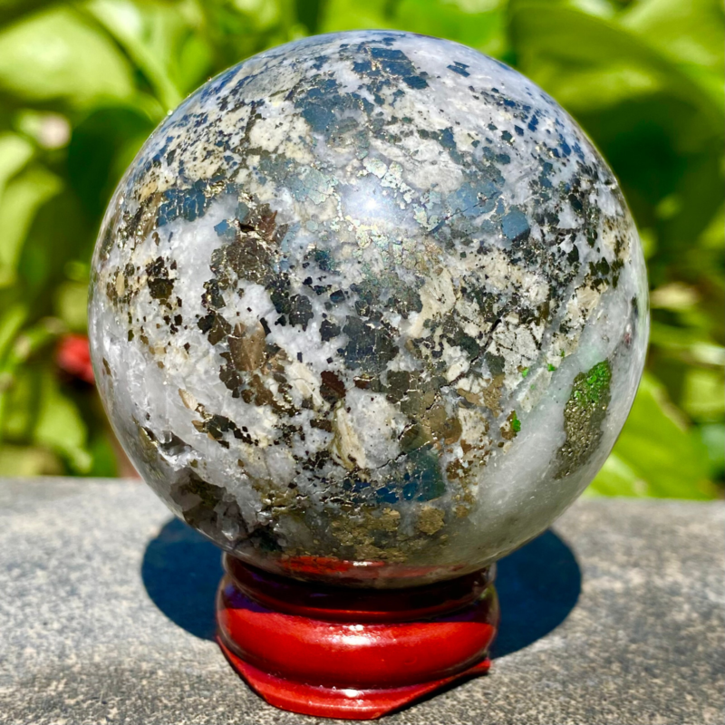 291G Natural Chalcopyrite Quartz Crystal Ball Energy Reiki Healing