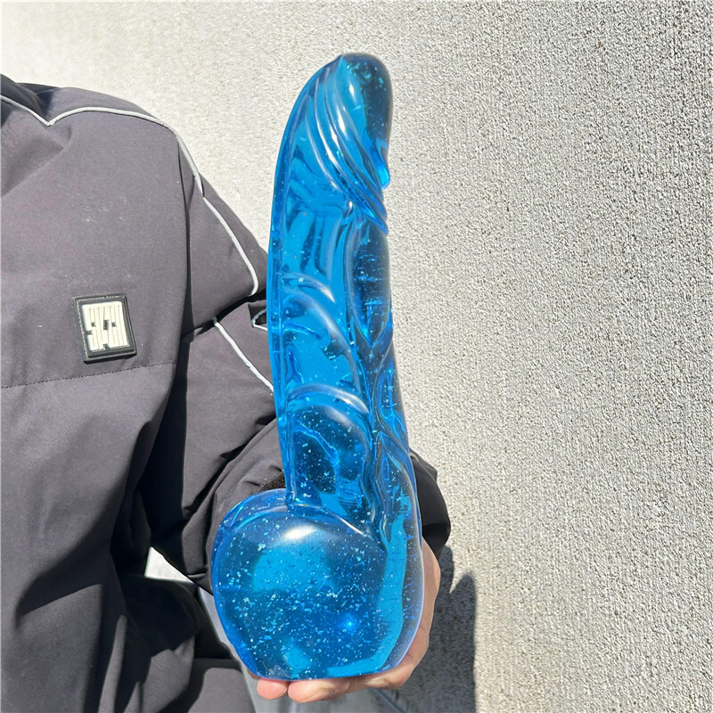 2.66LB Blue Melting Stone Penis skull Carved Quartz Crystal Specimen XK3021