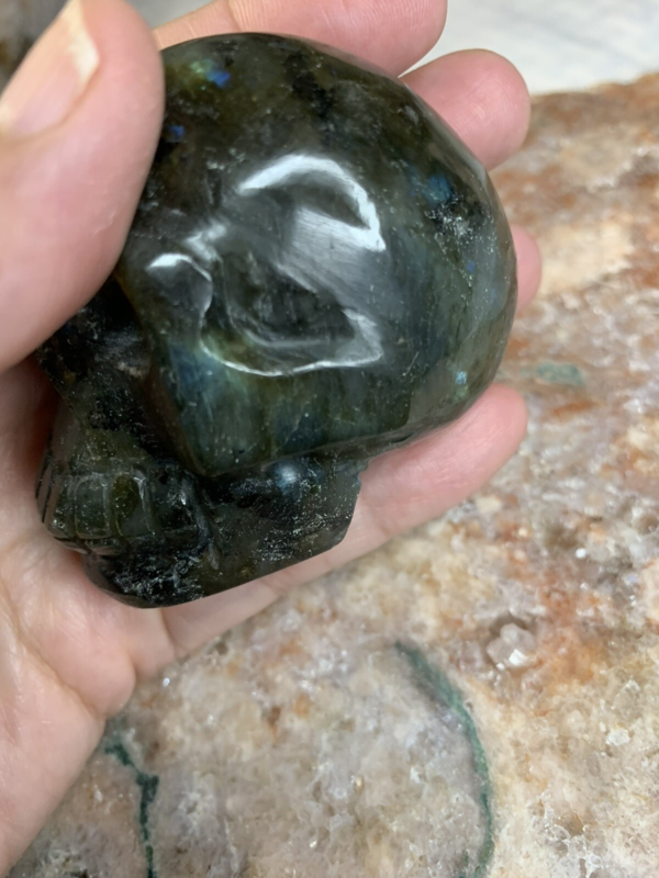 Labradorite Crystal Skull Small Hand Carved 2 1/2” Reiki Chakra Healing Stone
