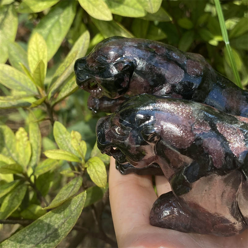 1pc Natural garnet leopard skull hand carved Quartz Crystal skull Reiki Healing