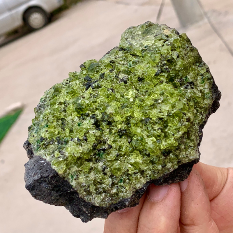 383G Natural and rare beautiful museum grade olive green olivine crystal