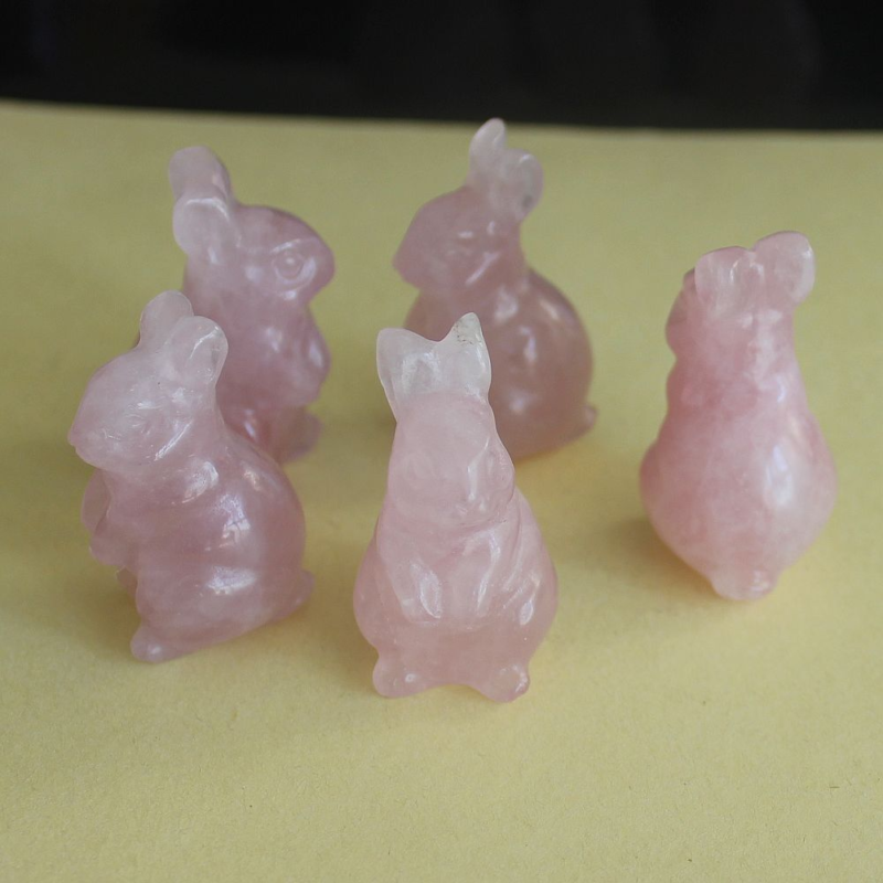 Carved gemstone crystal rabbit bunny figurine animal carving home decor 1.5&apos;&apos;