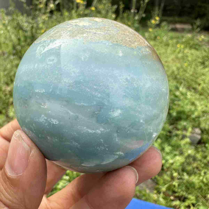 375g Natural Amazonite Quartz Sphere Crystal Polished Ball Reiki Healing Decor