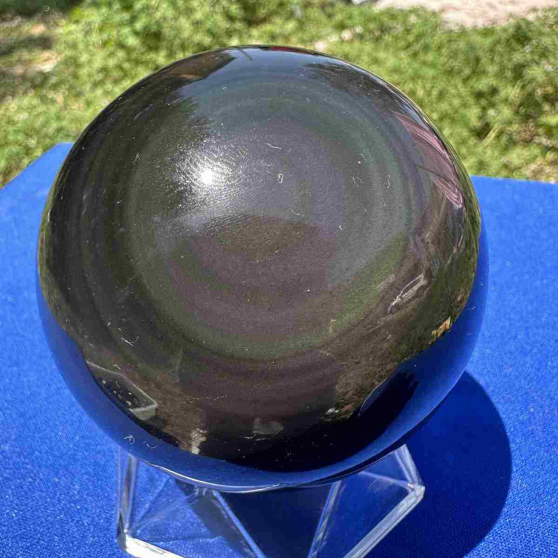 520g natural rainbow obsidian sphere cat&apos;s eye quartz crystal ball healing