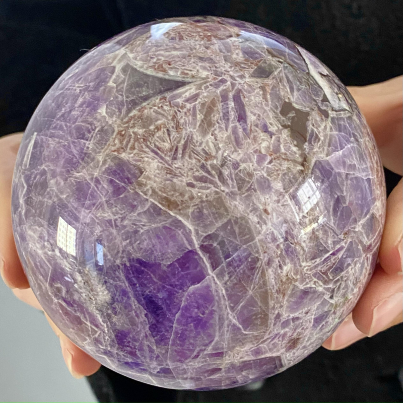 2.83LB Natural Dream Amethyst Quartz Crystal Sphere Ball Healing