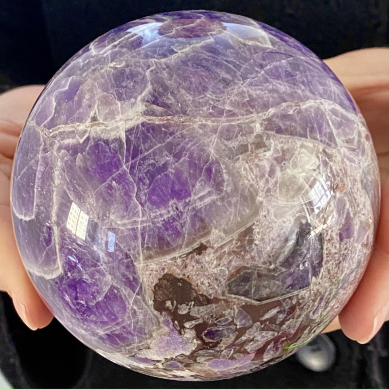 2.83LB Natural Dream Amethyst Quartz Crystal Sphere Ball Healing