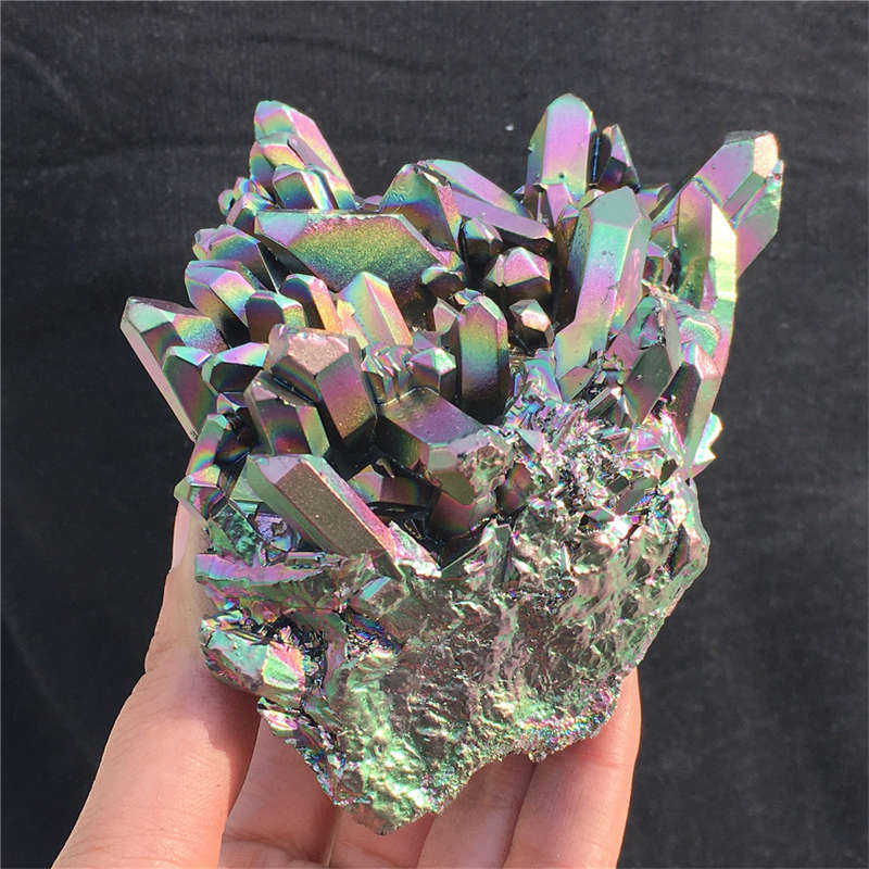 560g Electroplate Rainbow cluster quartz crystal mineral specimen reiki healing