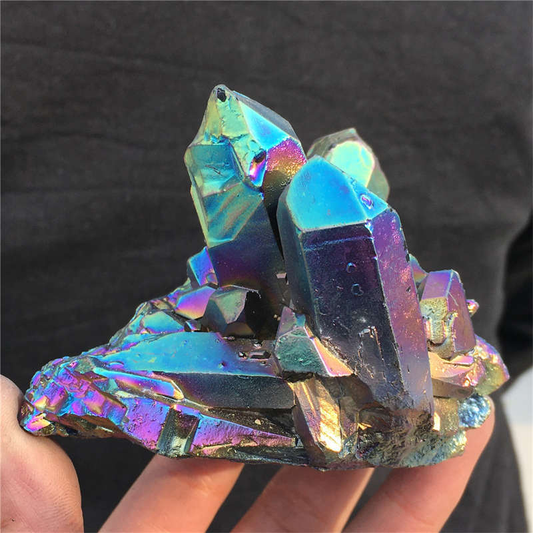 290g Electroplate Rainbow cluster quartz crystal mineral specimen reiki healing