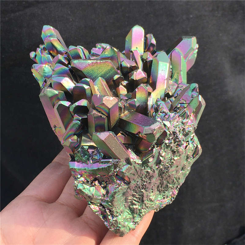 560g Electroplate Rainbow cluster quartz crystal mineral specimen reiki healing