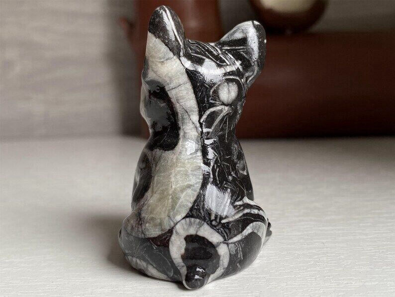 3cm Natural Quartz Crystal Carved Rough Stone French Bulldog Energy Animal Decor