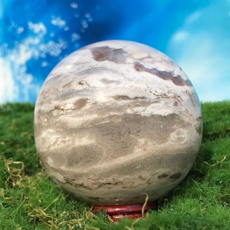 300GNatural Marine Jasper Quartz Ball Crystal Ball Mineral Sample Restoration