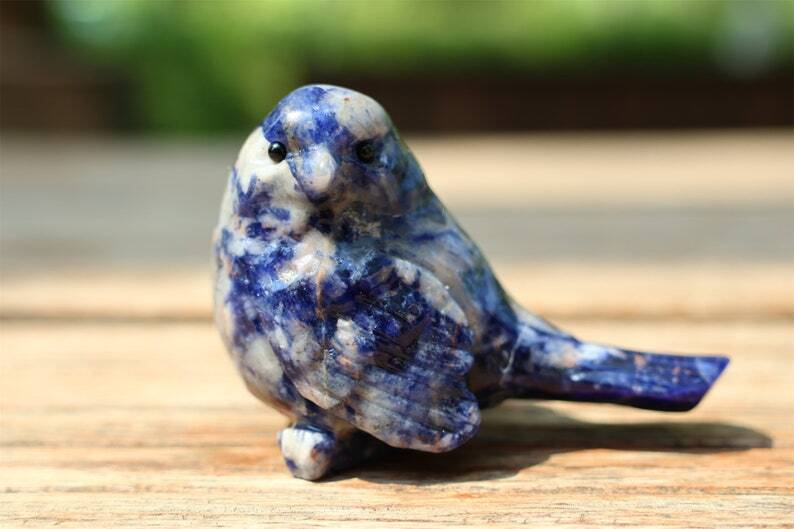 2.4" Natural Sodalite Carved bird Reiki Creative Crystal Skull decor gift 1pc