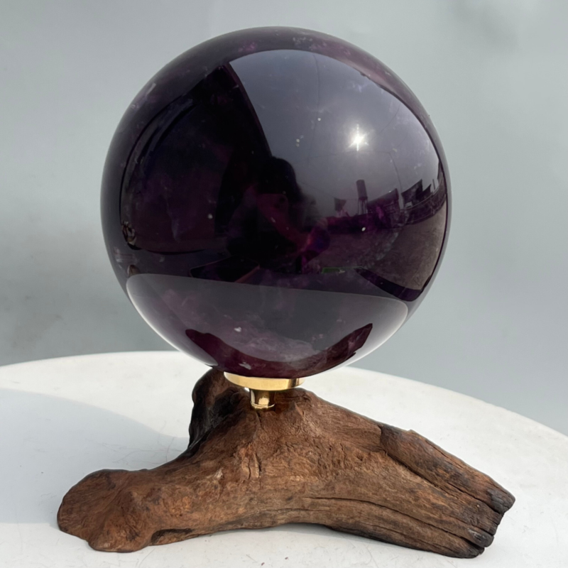 580g Natural Fluorite ball Colorful Quartz Crystal Gemstone Healing + Stand