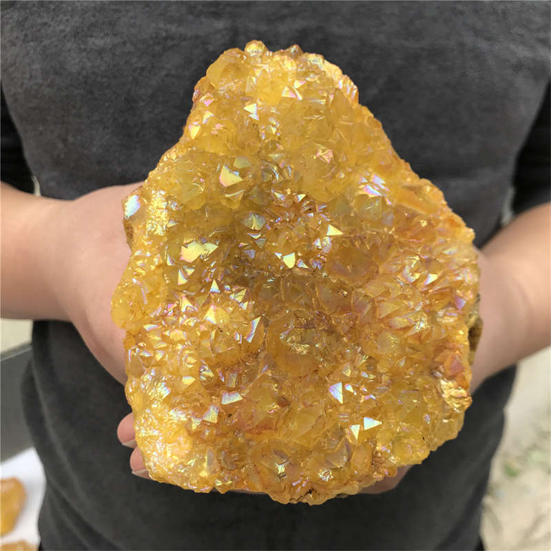 920g Electroplate Rainbow cluster quartz crystal mineral specimen reiki healing