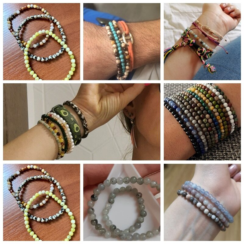 Handmade Natural 6mm Crystal Agates Stretch Bracelet for Women Men Jewelry Gifts