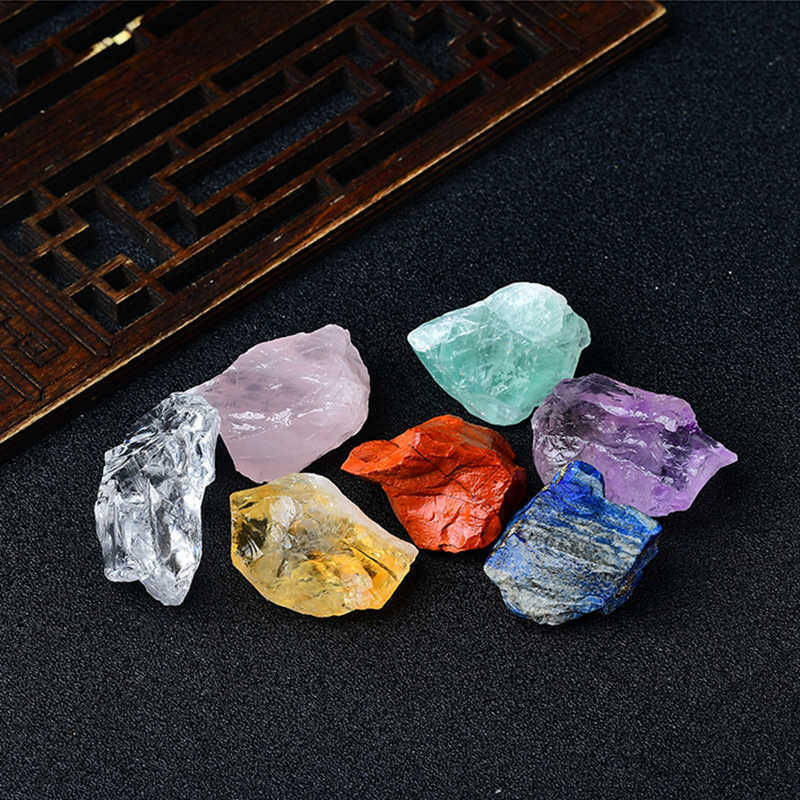 5Sets 7 Chakra Energy Natural Quartz Crystal Rough Reiki Balance Gemstone Gift