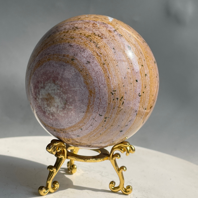 588G Natural Ocean Jasper Jade Crystal Polished Sphere Ball Healing Ball