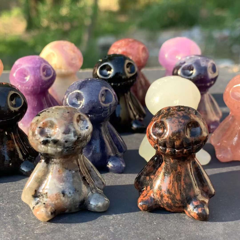 3pc Natural Mix Quartz Carved Skull Crystal Reiki Healing Gem Halloween Gift