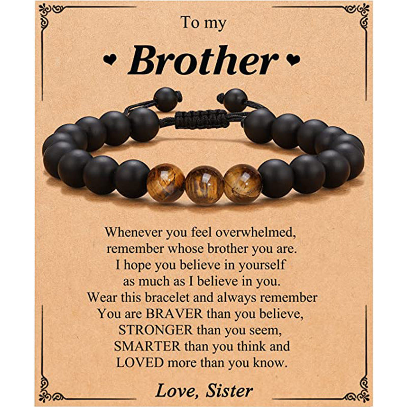 Birthday Gift Bracelet Christmas Father's Day Gift Accessories Tigereye Frosted Stone Men's Bracelet