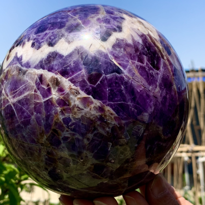 6.33LB Natural beautiful Dream Amethyst Quartz Crystal Sphere Ball Healing
